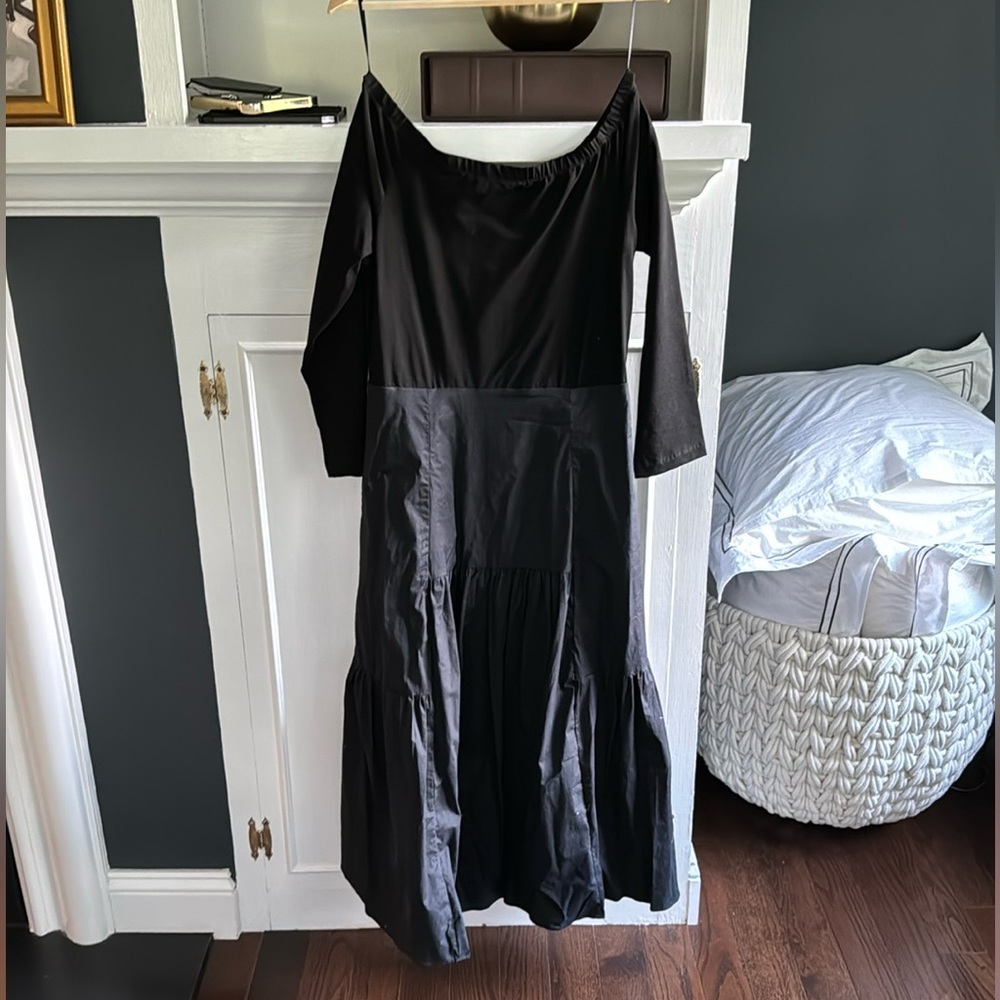 New Tuckernuck off-shoulder mixed media tiered midi dress SZ XL